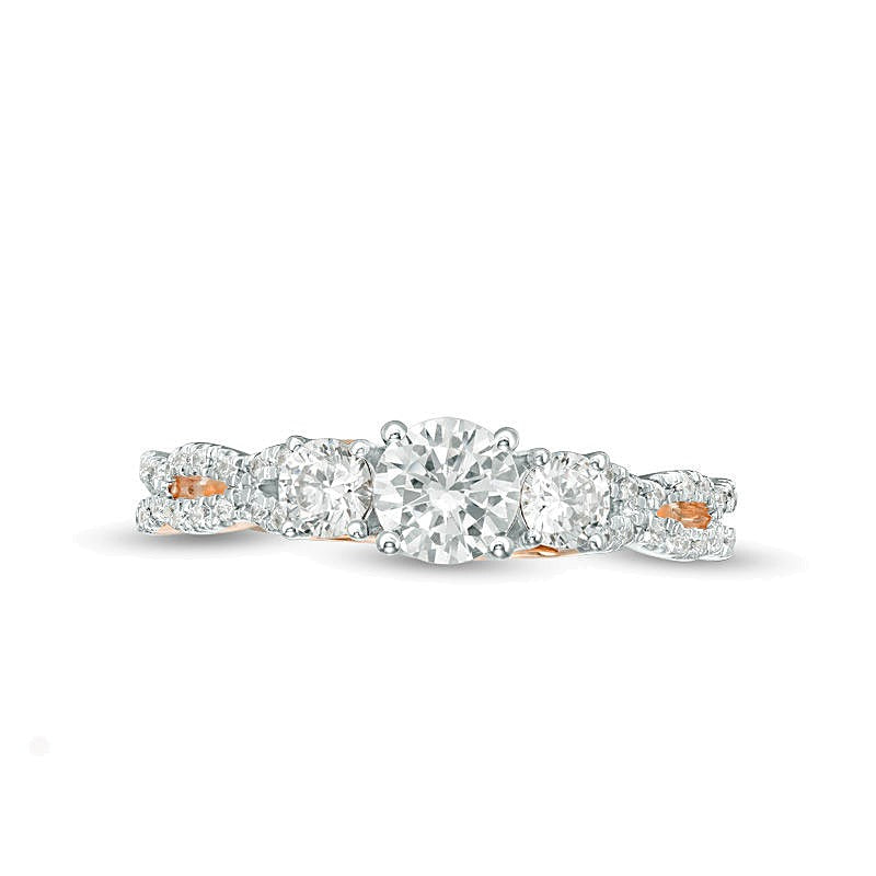 1.0 CT. TW Diamond Three Stone Braid Engagement Ring in 10K Rose Gold