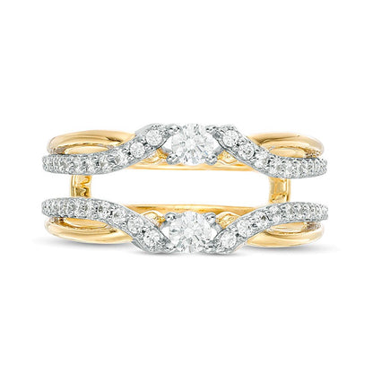 0.5 CT. TW Diamond Crossover Solitaire Enhancer in 10K Two-Tone Gold