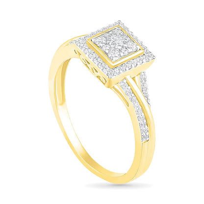 0.38 CT. TW Composite Diamond Square Frame Split Shank Bridal Set in 10K Gold
