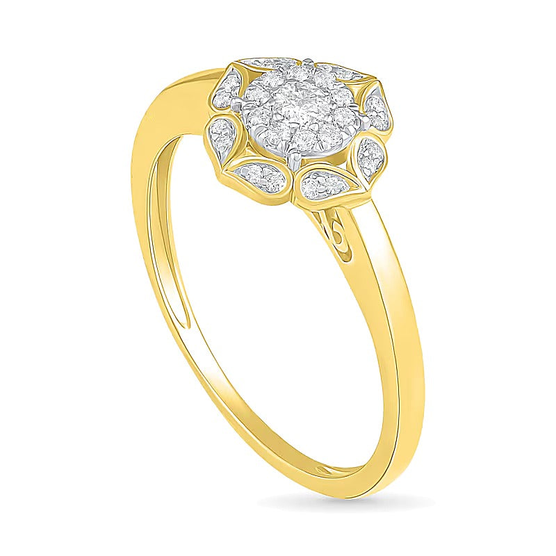 0.33 CT. TW Diamond Flower Frame Bridal Set in 10K Gold