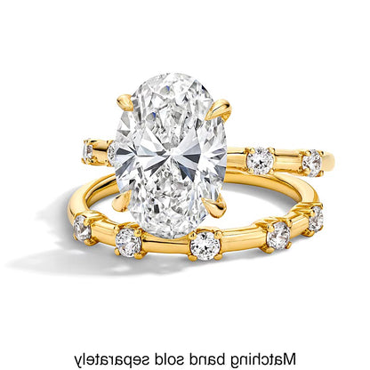 4.25 CT. TW Oval Lab-Grown Diamond Station Shank Engagement Ring in 14K Gold (F/VS2)