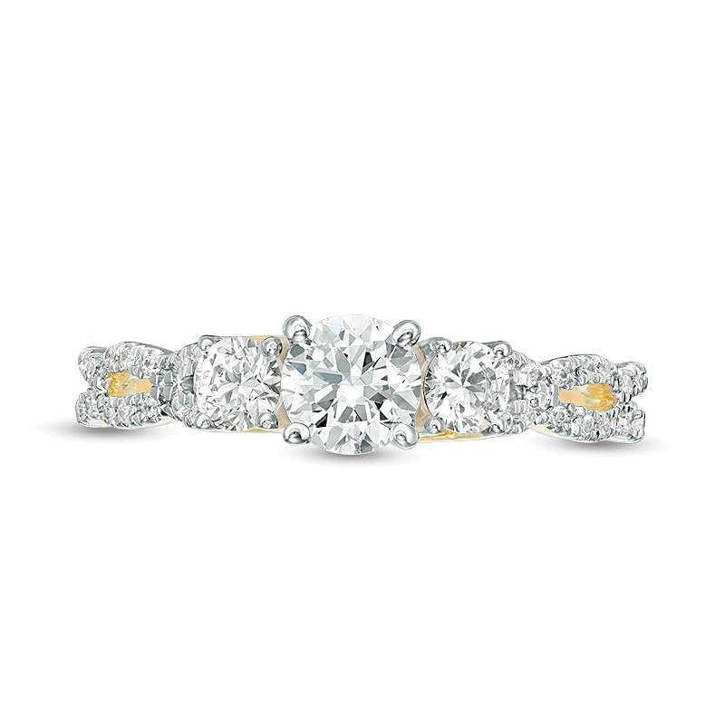 1.0 CT. TW Diamond Three Stone Braid Engagement Ring in 10K Gold