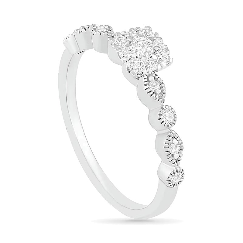 0.38 CT. TW Composite Diamond Vintage-Style Bridal Set in 10K White Gold
