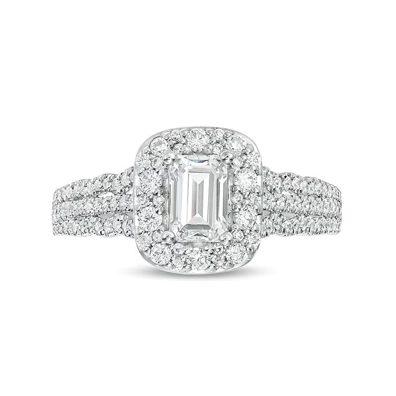 1.0 CT. TW Emerald-Cut Diamond Engagement Ring in 14K Two-Tone Gold
