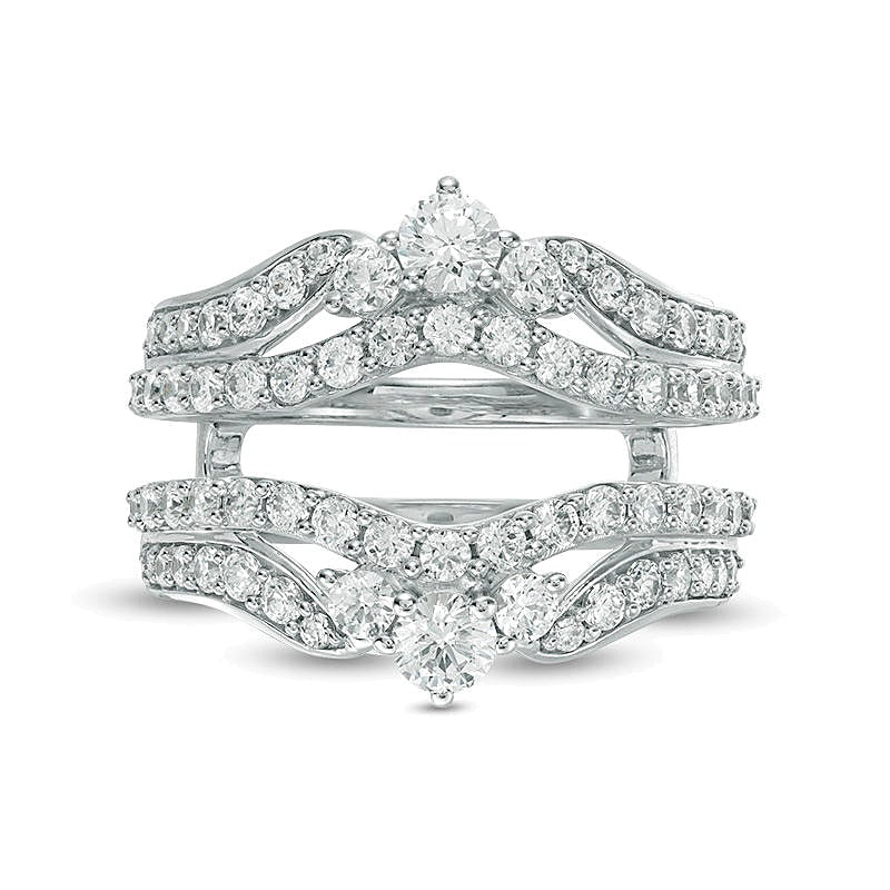 1.5 CT. TW Diamond Multi-Row Tiara-Style Solitaire Enhancer in 14K White Gold