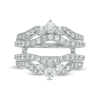 1.5 CT. TW Diamond Multi-Row Tiara-Style Solitaire Enhancer in 14K White Gold