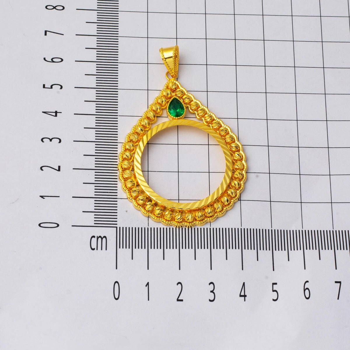 14K Yellow Gold Full Coin Style Teardrop Pendant