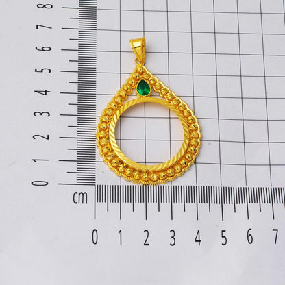 14K Yellow Gold Full Coin Style Teardrop Pendant