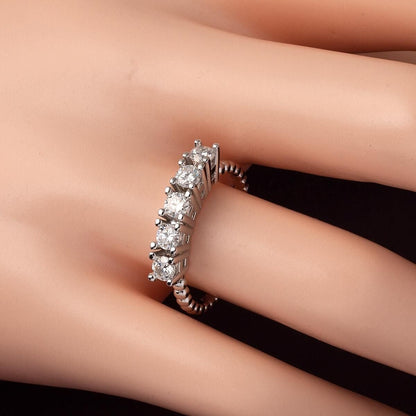 14K White Gold Five Stone Moissanite Ring