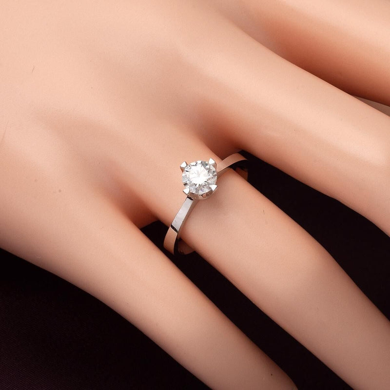 14K White Gold 0.60 Ct Solitaire Moissanite Ring