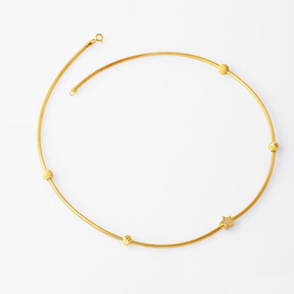 14K Yellow Gold Star Italian Choker Cubic Zirconia Necklace