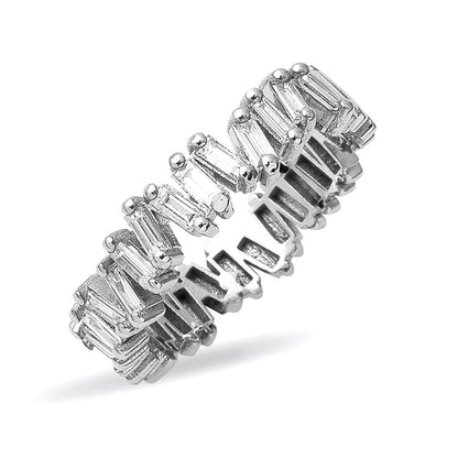 14K White Gold Row Baguette Diamond Ring