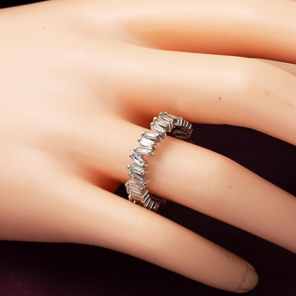 14K White Gold Row Baguette Diamond Ring