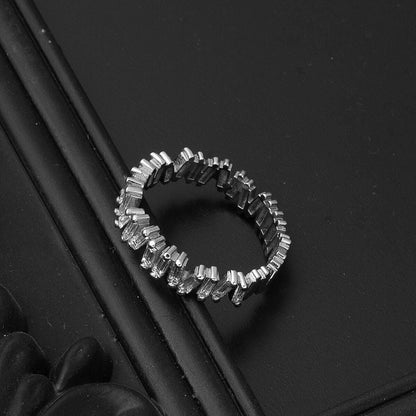 14K White Gold Row Baguette Diamond Ring