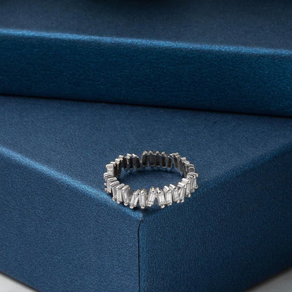 14K White Gold Row Baguette Diamond Ring
