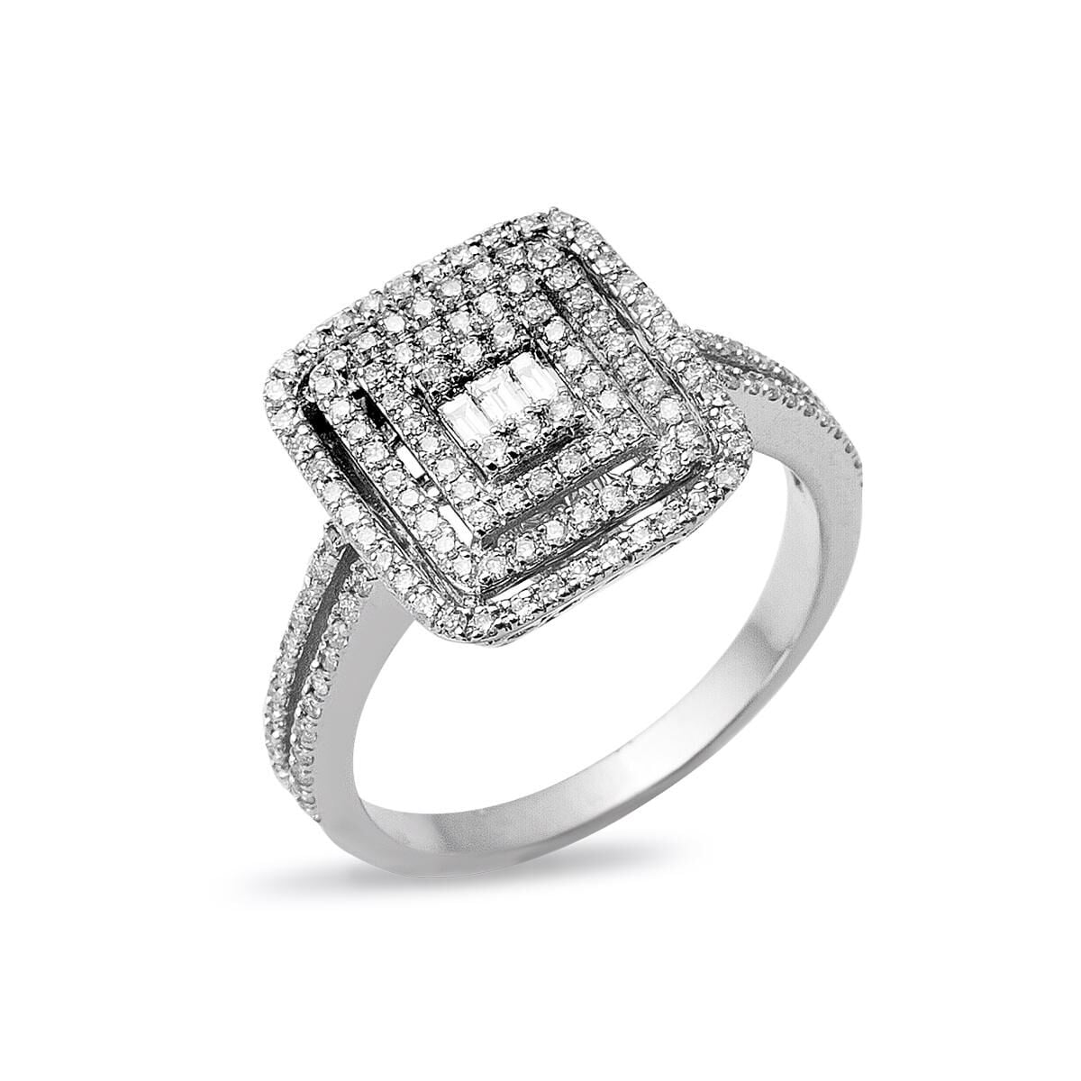 14K White Gold 0.65 Ct Baguette Diamond Ring