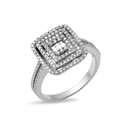 14K White Gold 0.65 Ct Baguette Diamond Ring
