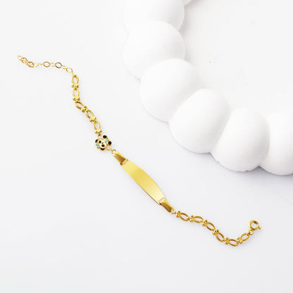 14K Yellow Gold Panda Name Enamel Children's ID Bracelet