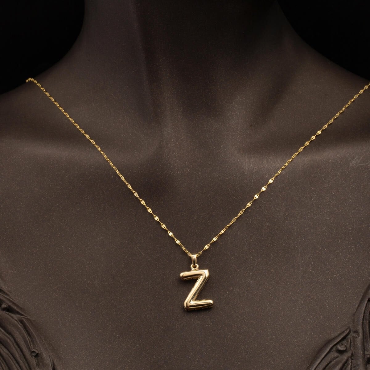 14K Yellow Gold Balloon Initial Z Necklace