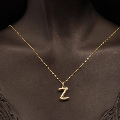 14K Yellow Gold Balloon Initial Z Necklace