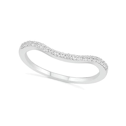 7.0mm White Lab-Created Sapphire Geometric Pointed Split Shank Bridal Set in Sterling Silver
