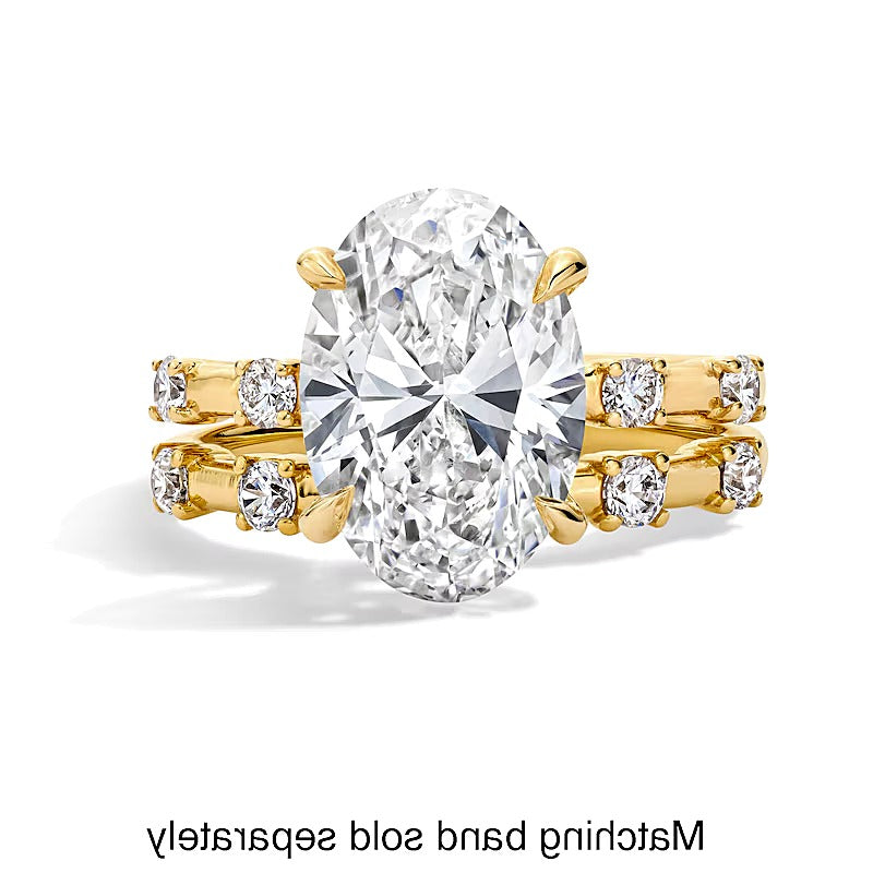 4.25 CT. TW Oval Lab-Grown Diamond Station Shank Engagement Ring in 14K Gold (F/VS2)
