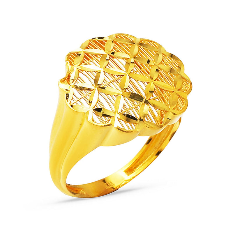 14K Yellow Gold Flower of Life Women's Ring