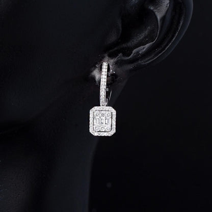 14K White Gold Baguette Diamond Earrings