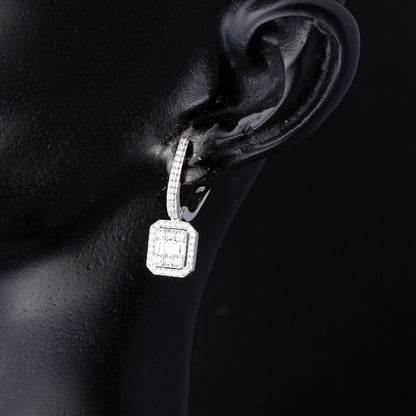 14K White Gold Baguette Diamond Earrings