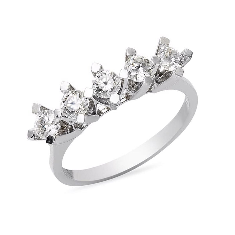 14K White Gold Five Stone Moissanite Ring (3.83 g)