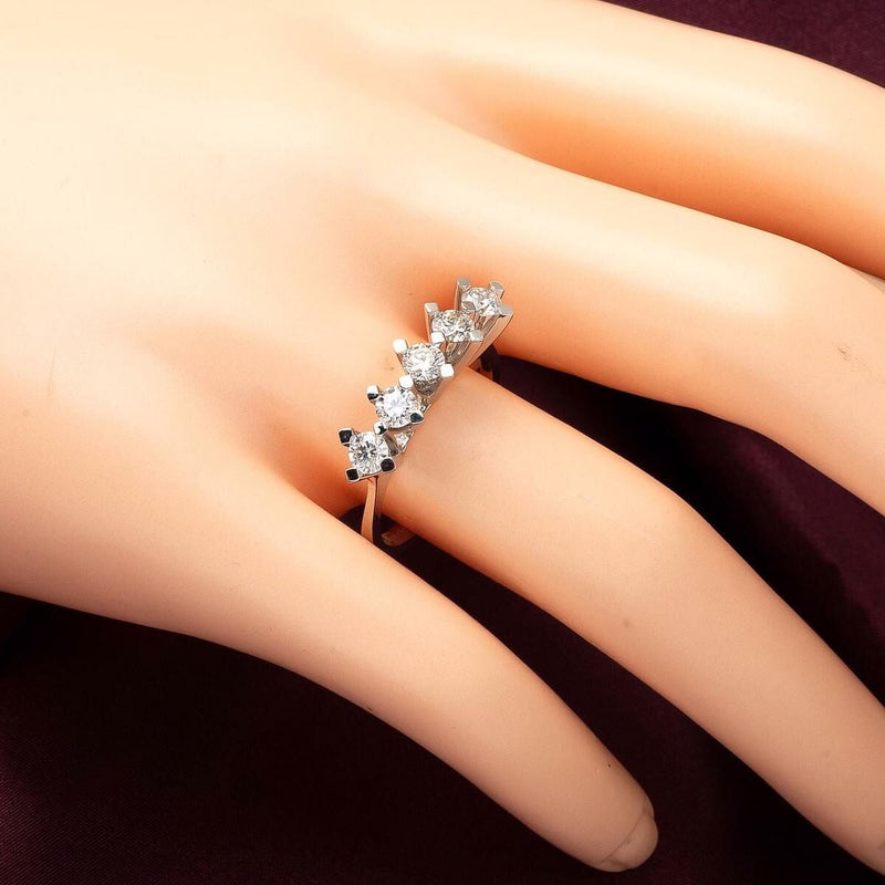 14K White Gold Five Stone Moissanite Ring (3.83 g)