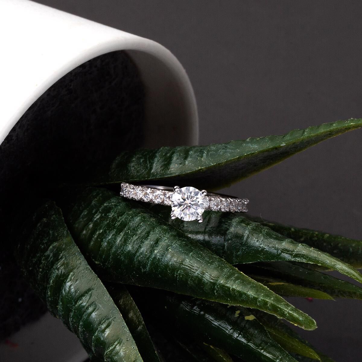 14K White Gold 0.75 Ct Moissanite Solitaire Ring