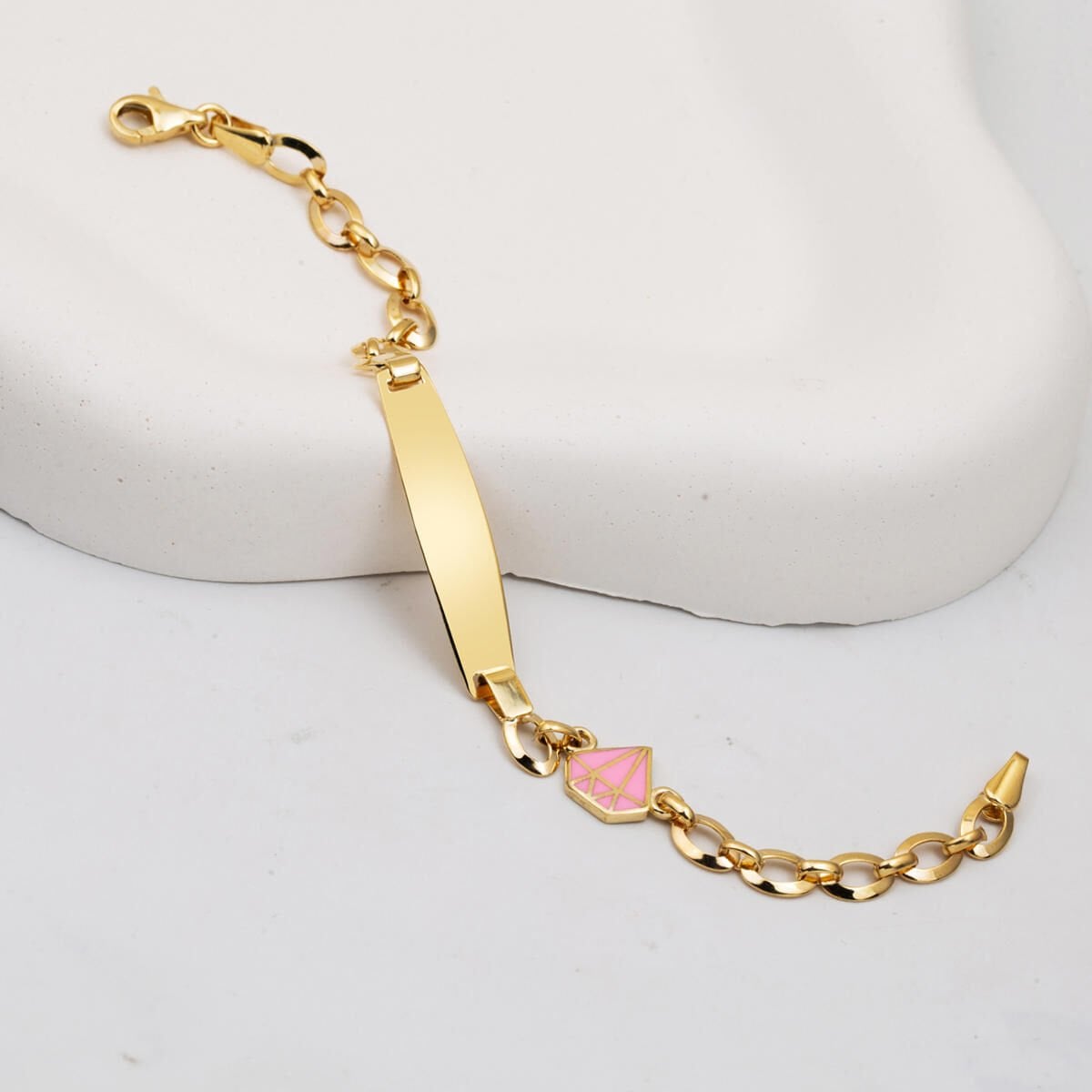 14K Yellow Gold Children's Plate ID Bracelet