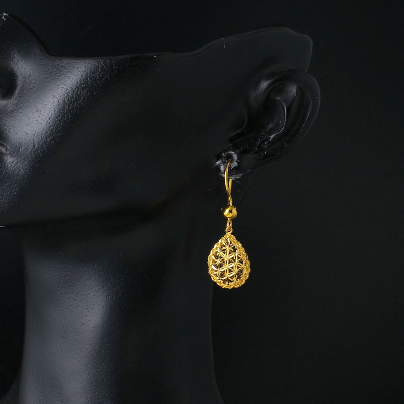 14K Yellow Gold Teardrop Dangle Earrings