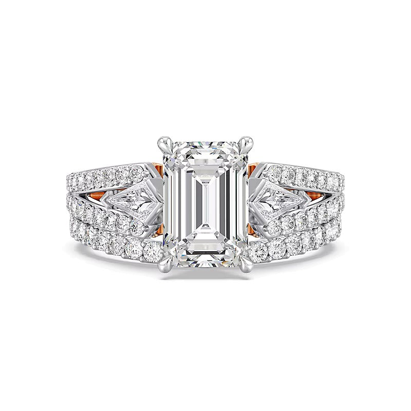 Enchanted Star Aurora 4.0 CT. TW Emerald Lab-Grown Diamond Collar Engagement Ring in 14K Two-Tone Gold