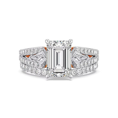 Enchanted Star Aurora 4.0 CT. TW Emerald Lab-Grown Diamond Collar Engagement Ring in 14K Two-Tone Gold