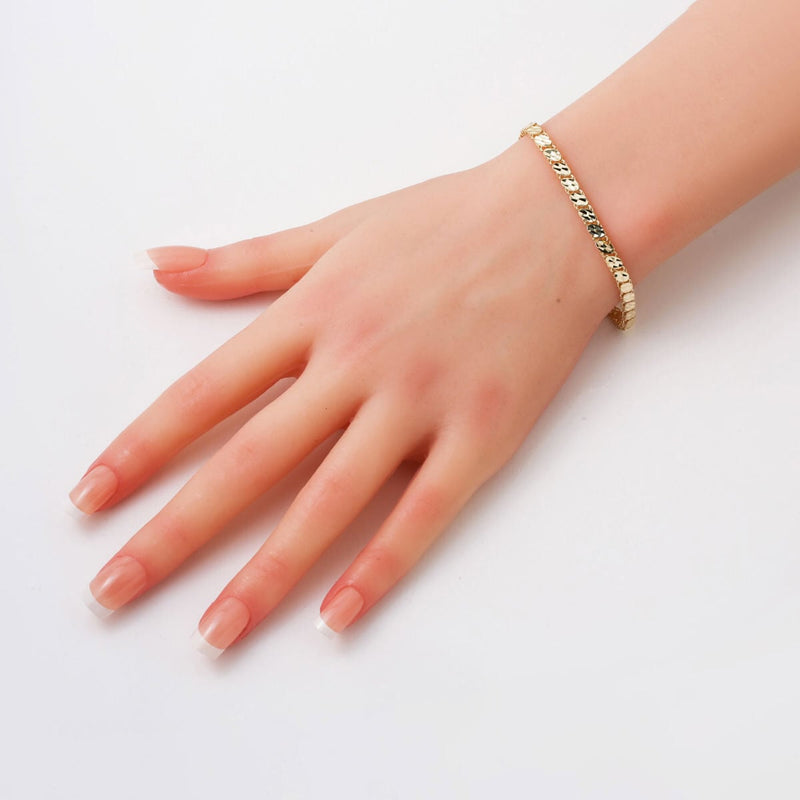 14K Yellow Gold Sparkling Modern Sequin Bracelet