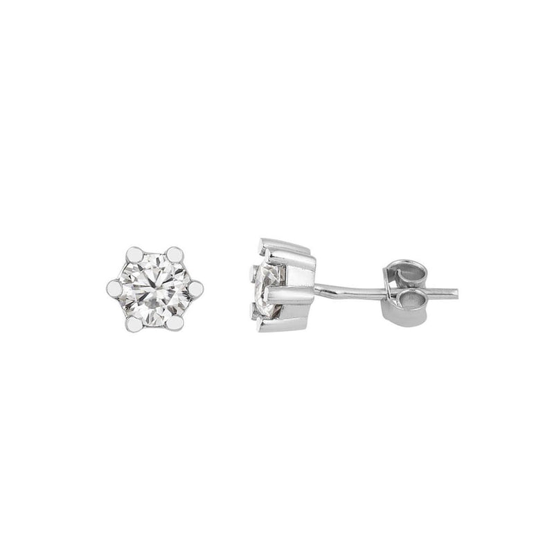 14K White Gold 0.80 Ct 6 Prong Moissanite Earrings