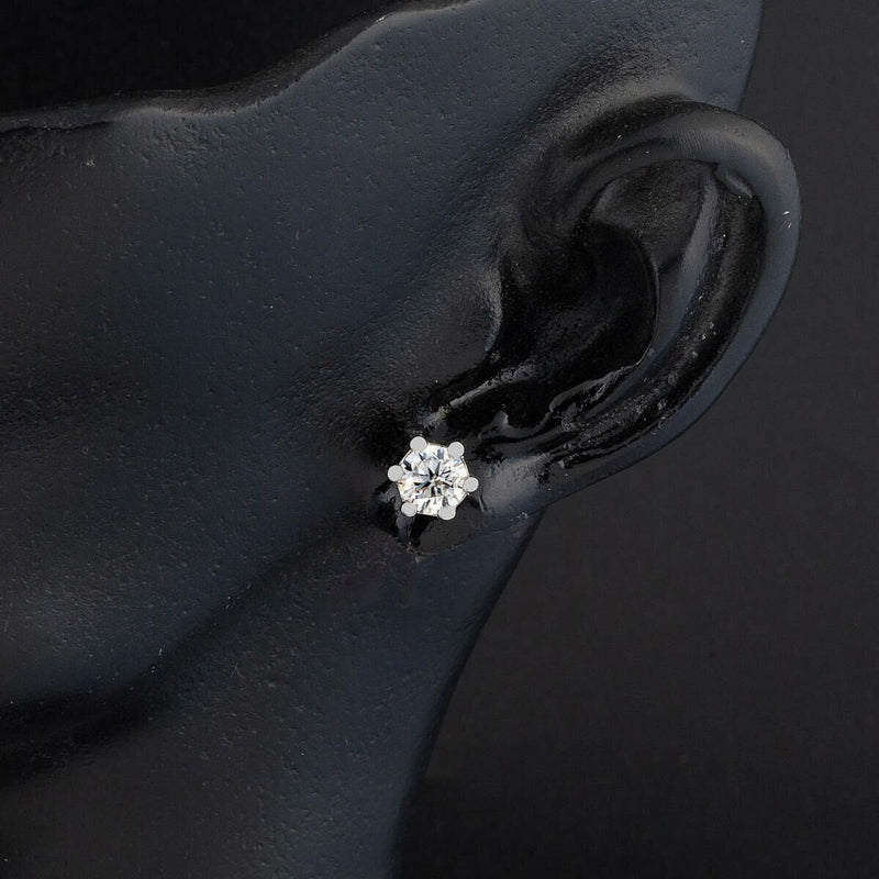 14K White Gold 0.80 Ct 6 Prong Moissanite Earrings