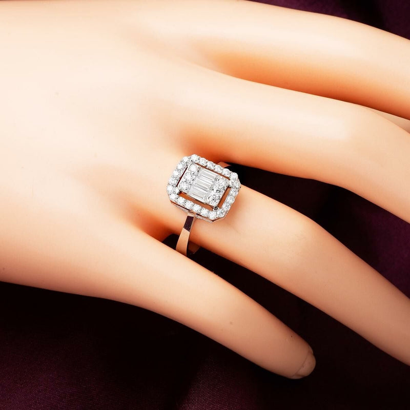 14K White Gold 0.80 Ct Moissanite Baguette Ring