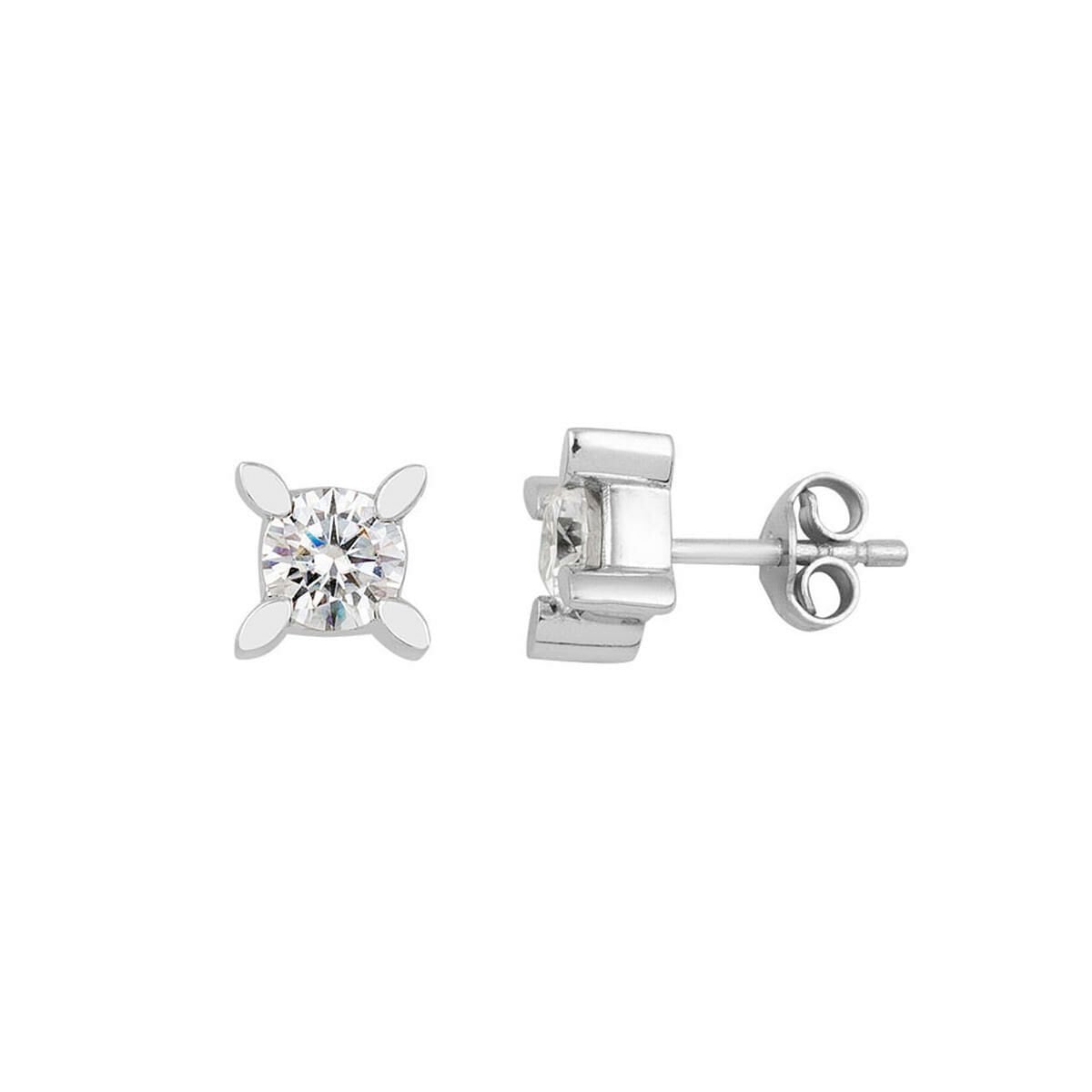 14K White Gold 0.80 Ct Almond Prong Moissanite Earrings