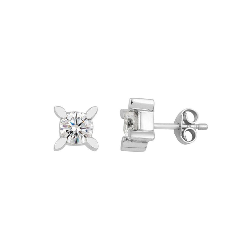 14K White Gold 0.80 Ct Almond Prong Moissanite Earrings