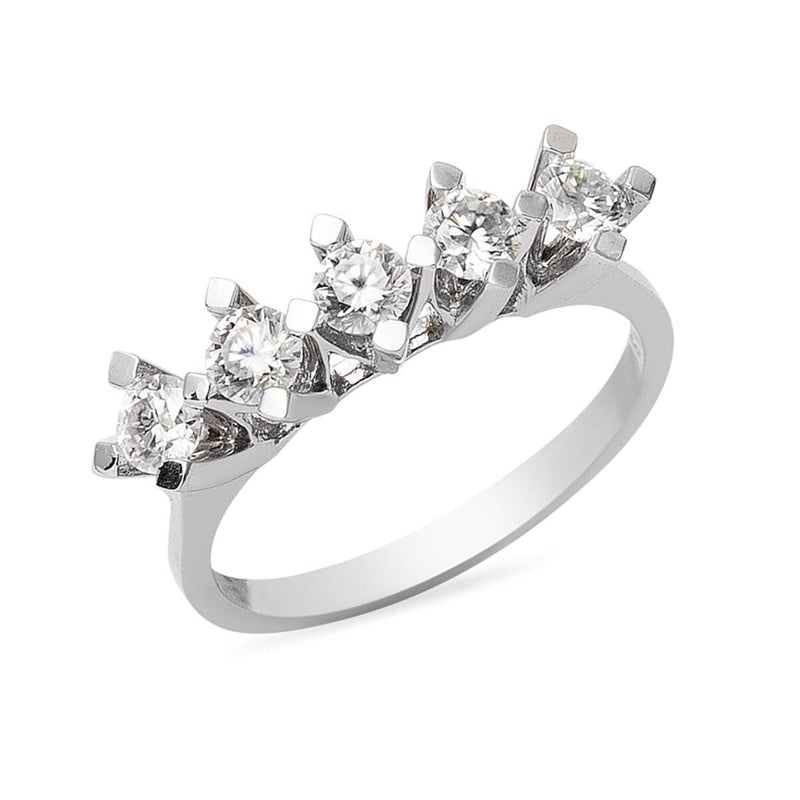 14K White Gold 0.80 Ct Five Stone Moissanite Ring (3.35 g)