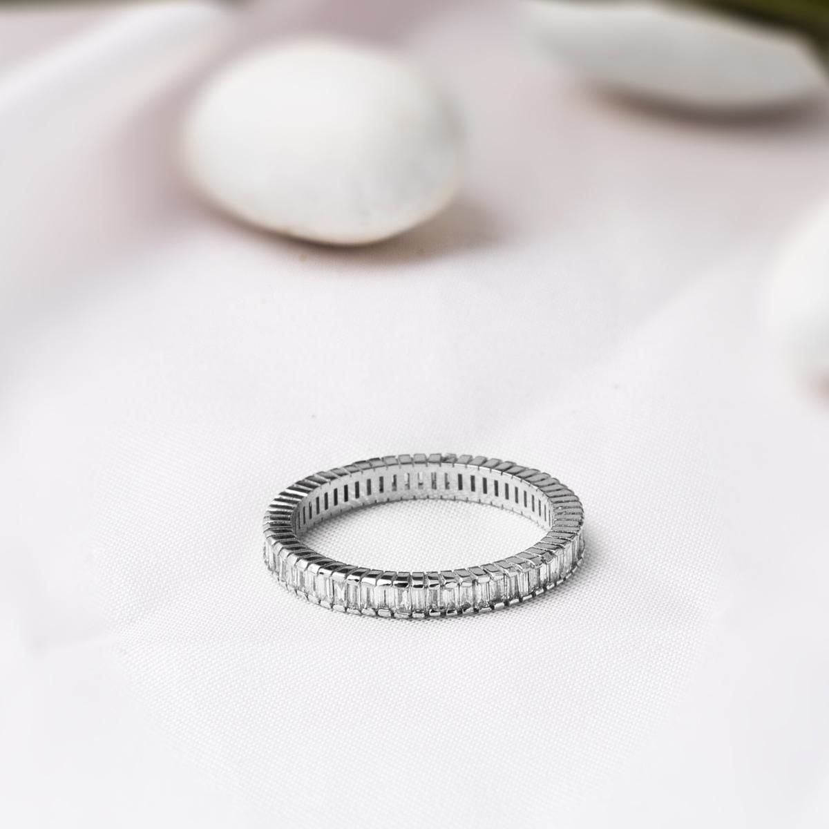 14K White Gold Full Eternity Baguette Diamond Ring