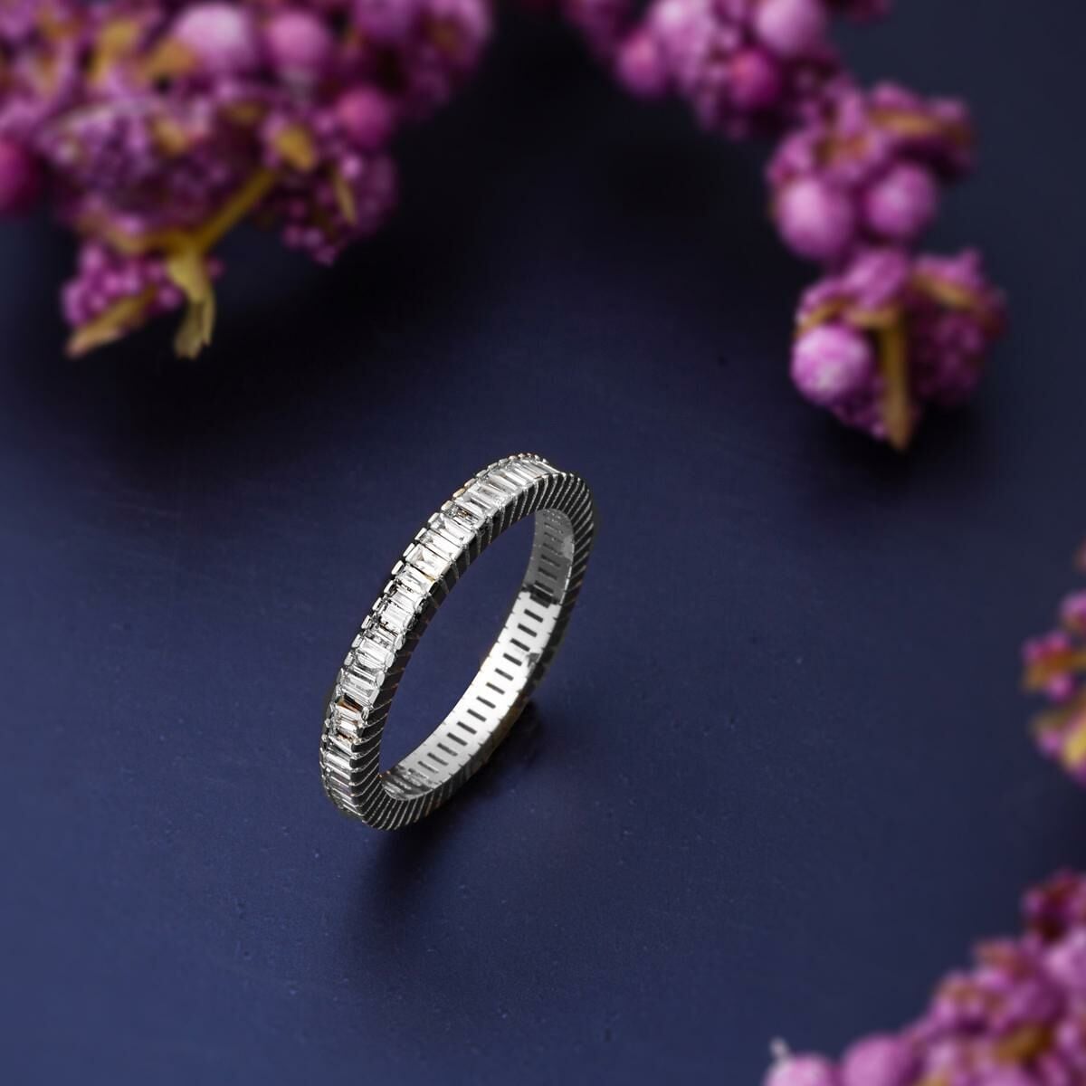 14K White Gold Full Eternity Baguette Diamond Ring