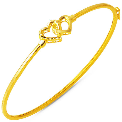 14K Yellow Gold Heart Twin Ajda Bangle