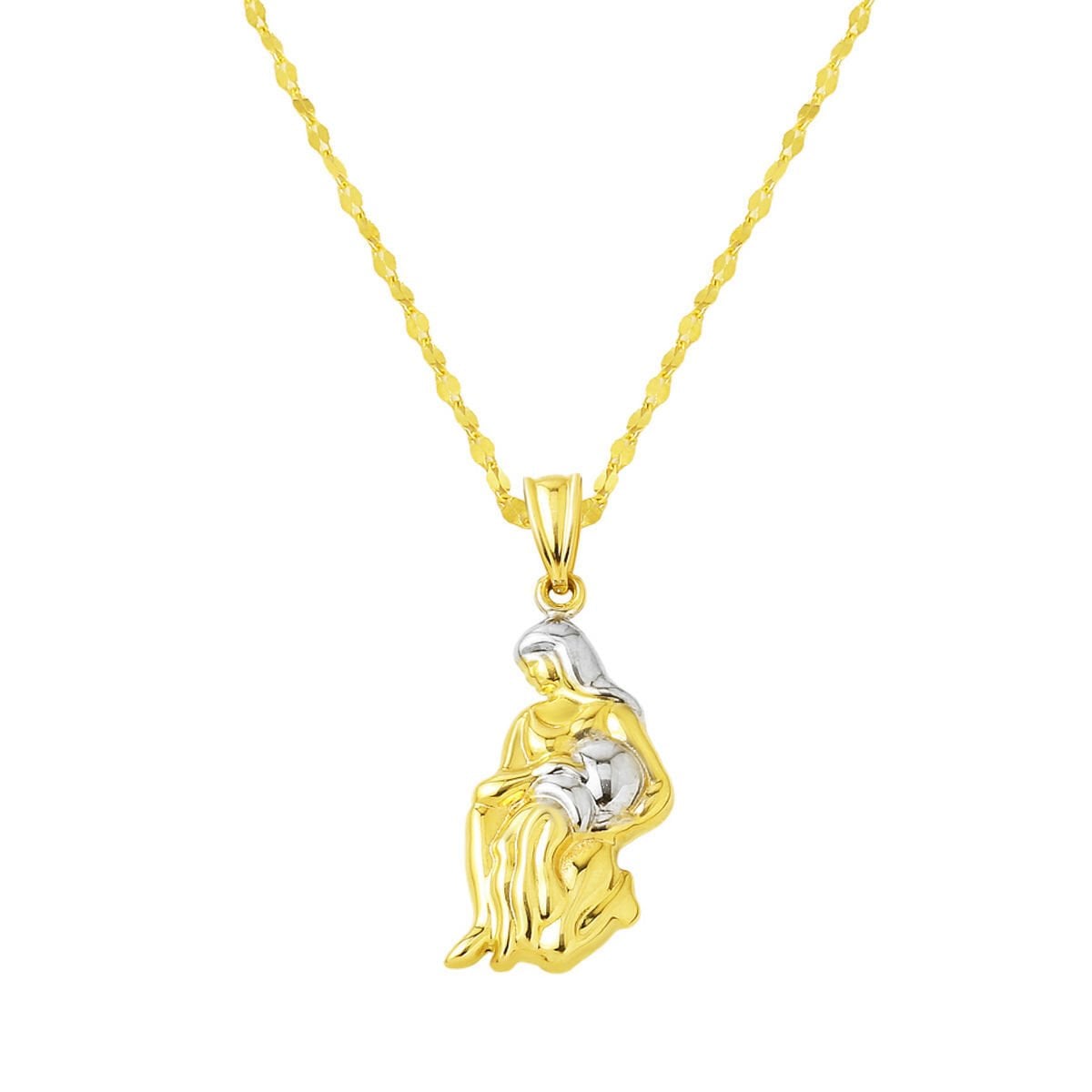 14K Yellow Gold Aquarius Zodiac Necklace