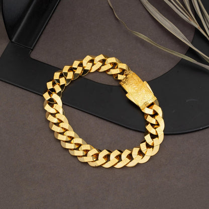 14K Yellow Gold Zebrac Curb Medium Bracelet