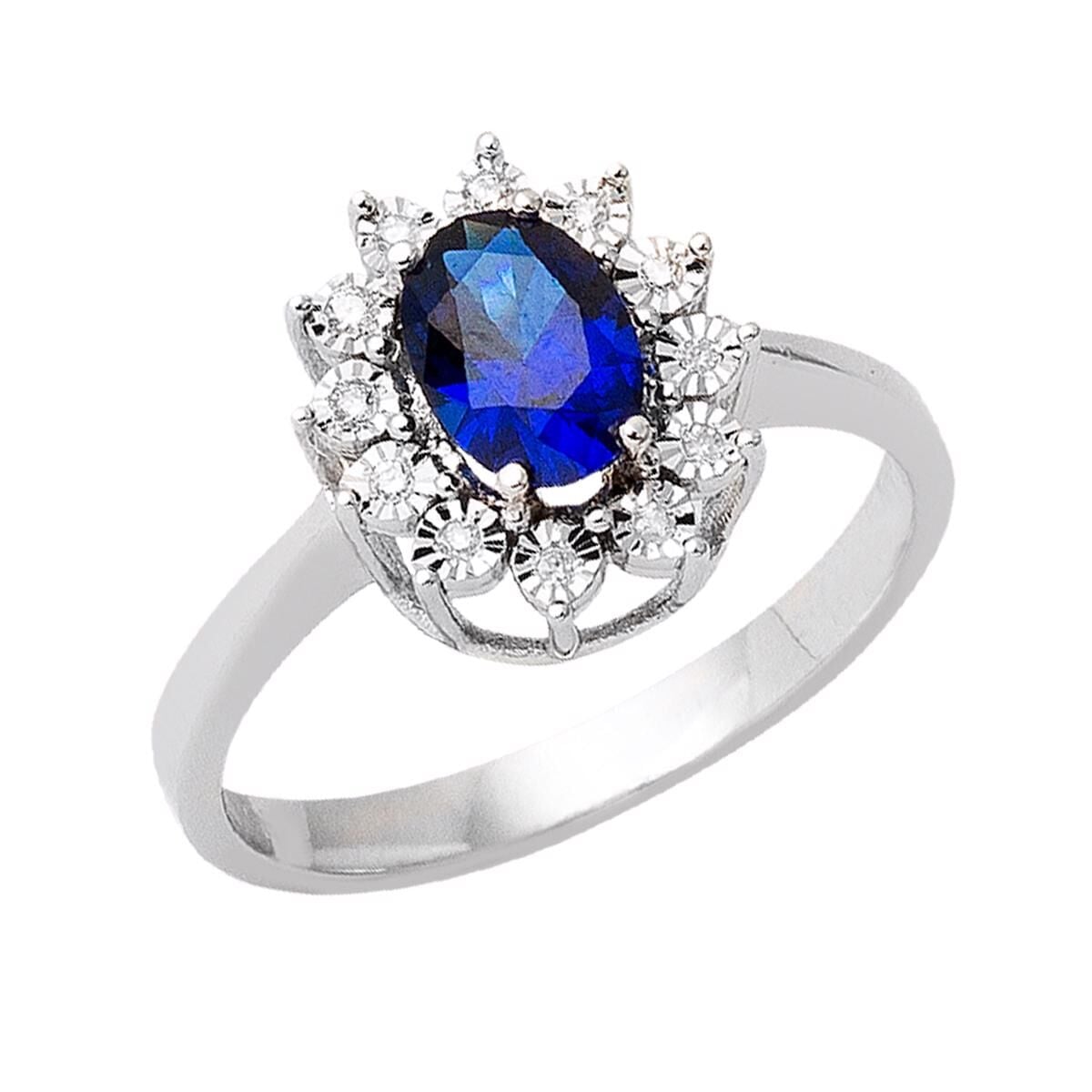 14K White Gold Sapphire and Diamond Ring