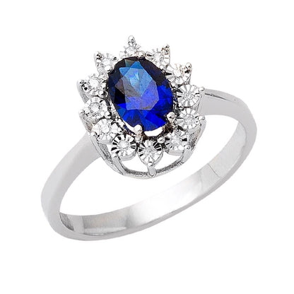 14K White Gold Sapphire and Diamond Ring